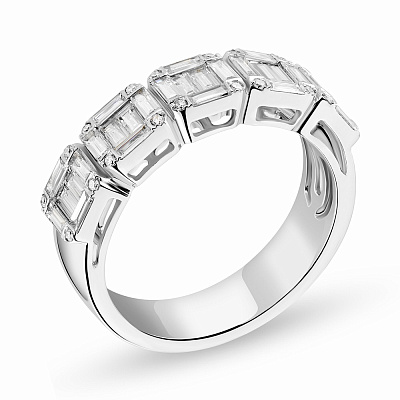 Широкое кольцо из белого золота с бриллиантами  (арт. К28022080б)