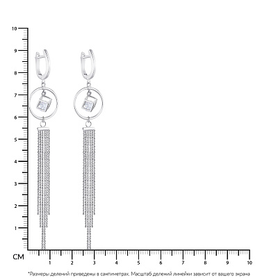 Длинные сережки цепочки Trendy Style с фианитом (арт. 7502/4301)