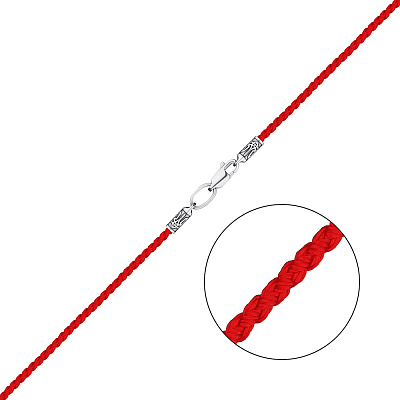 Шелковый шнурок с застежкой из серебра (арт. 7308/1055-2.0кшю)