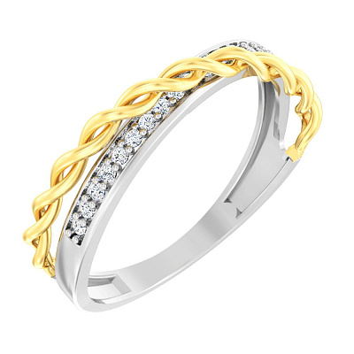 Кольцо из белого и желтого золота с бриллиантами (арт. К011419010бж)