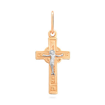 Золотой нательный крестик с распятием  (арт. 501591)