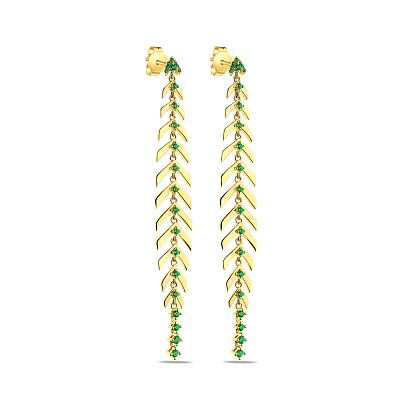 Довгі сережки зі срібла з жовтим родіюванням (арт. 7518/6595жаз)