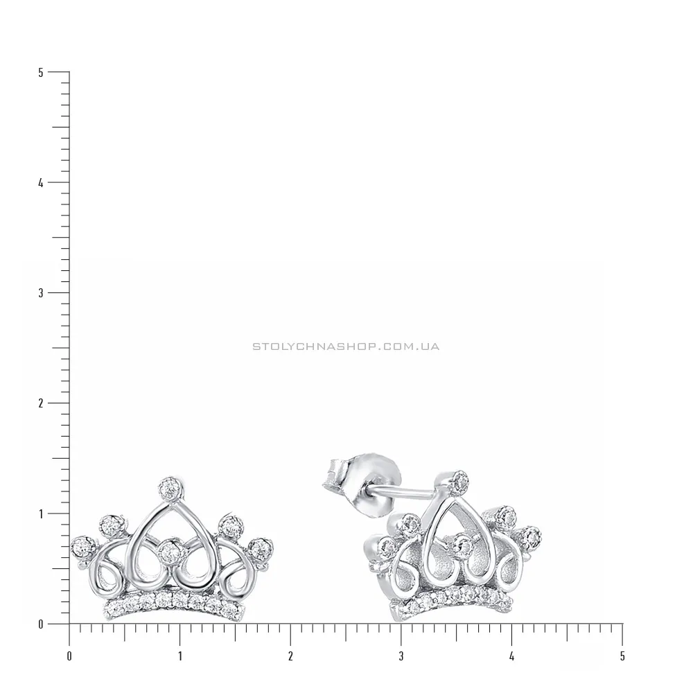 Серебряные серьги пусеты «Корона» с фианитами (арт. 7518/5365)