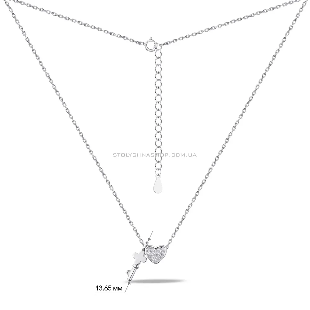 Колье серебряное «Ключ и сердце» с фианитами (арт. 7507/1097)