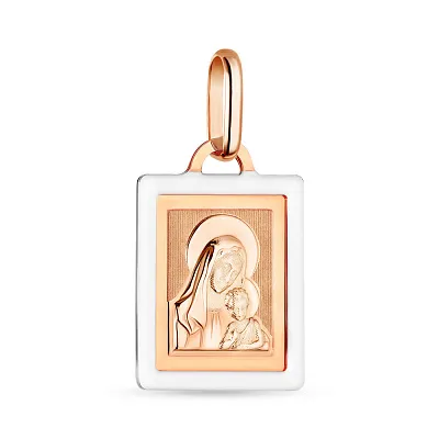 Ладанка з червоного золота «Діва Марія з немовлям»  (арт. 423409)