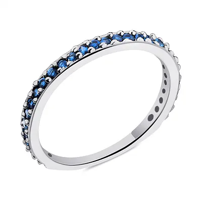 Серебряное кольцо с дорожкой из синих фианитов (арт. 7501/К2ФС/092-18)
