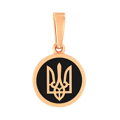 Подвес из красного золота "Герб Украины" с эмалью  (арт. 441203еч)