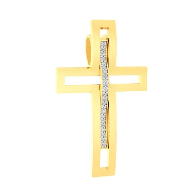Золотая подвеска-крестик с фианитами (арт. 440308ж)