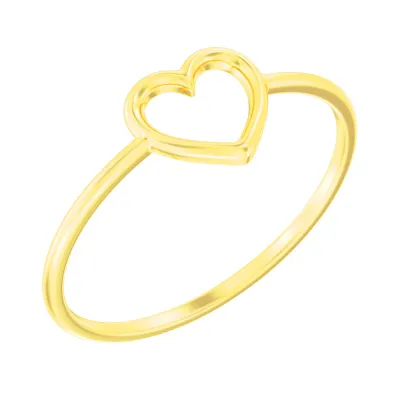 Тонкое кольцо из желтого золота Сердце  (арт. 140832ж)