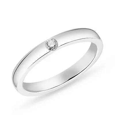 Обручальное кольцо из белого золота с бриллиантом (арт. К239216005б)