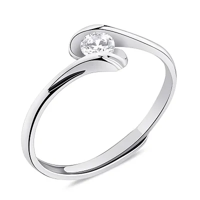 Серебряное безразмерное кольцо с фианитом (арт. 7501/6243)