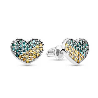 Сережки з золота "Сердечка" з діамантами  (арт. 2190150202гж)