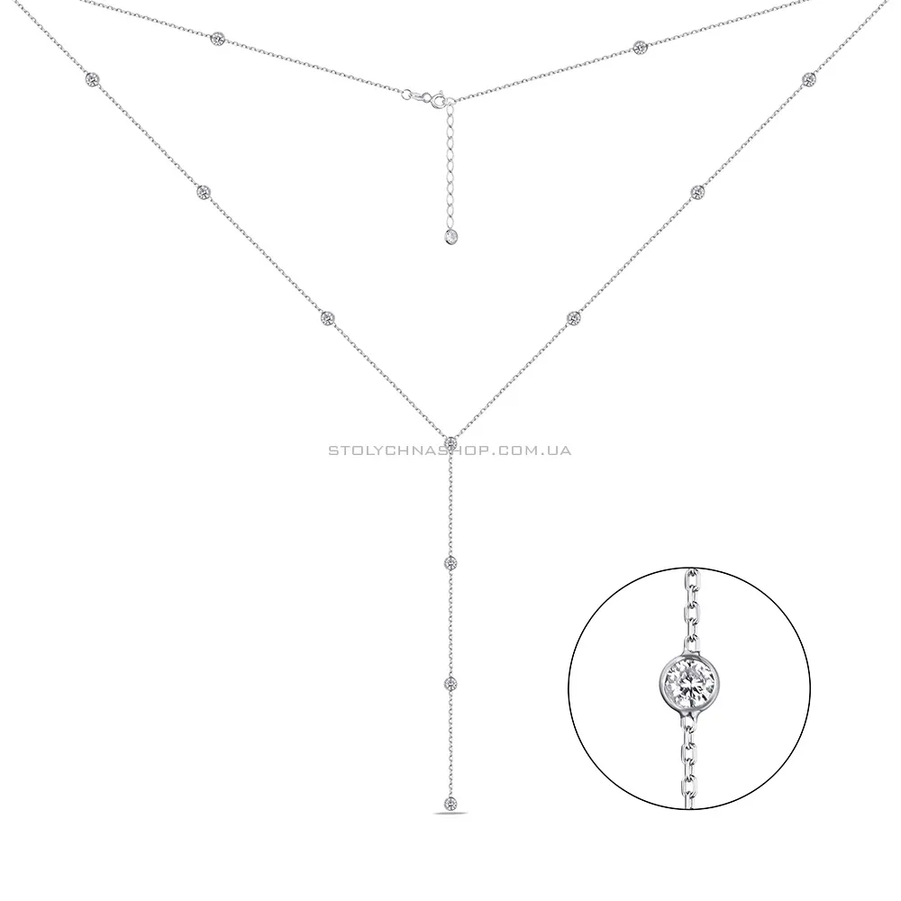 Колье-галстук из серебра с фианитами (арт. 7507/1995)