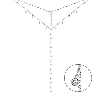 Кольє-краватка зі срібла з фіанітами Trendy Style (арт. 7507/1994)