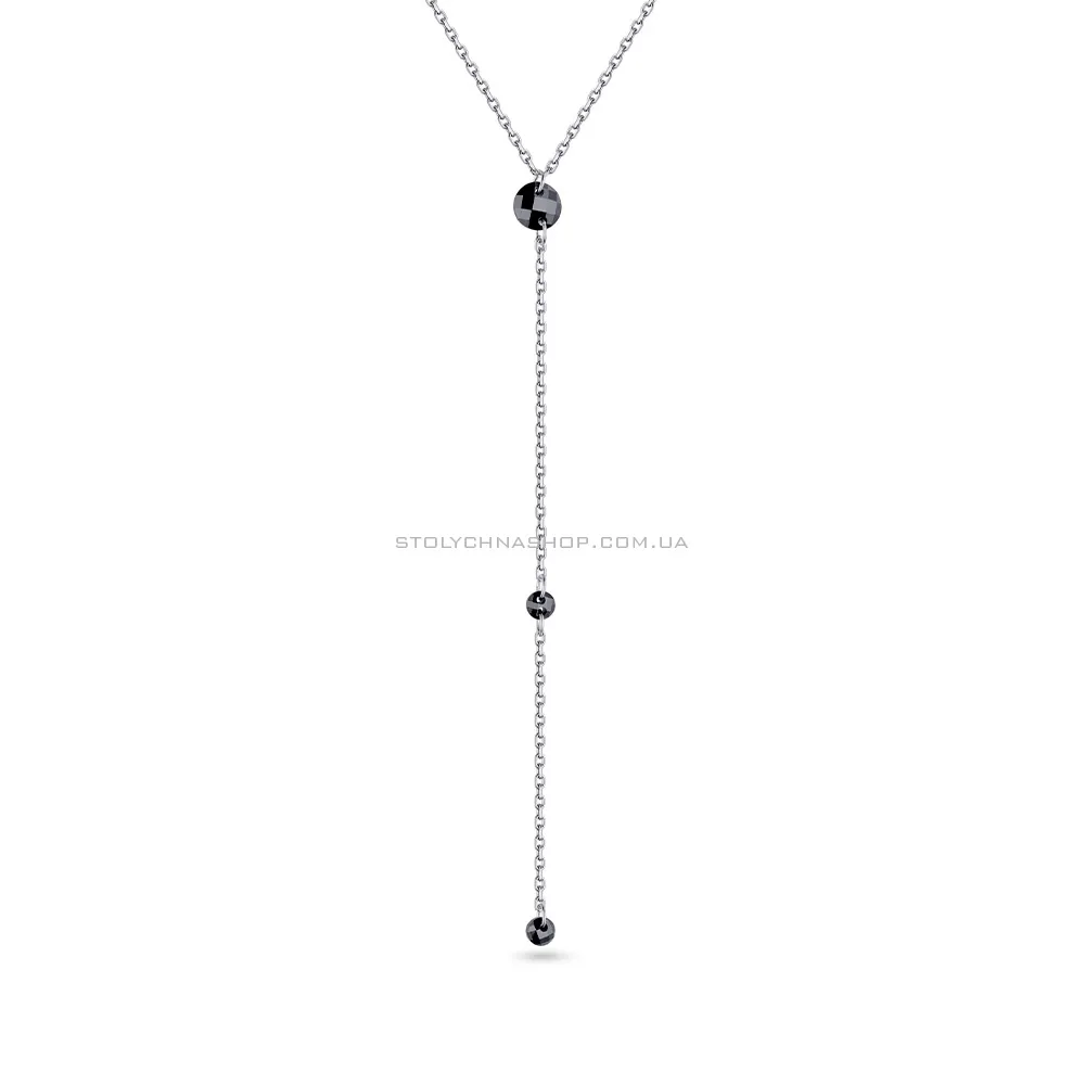 Срібне кольє-краватка з чорними фіанітами  (арт. 7507/1164ч)