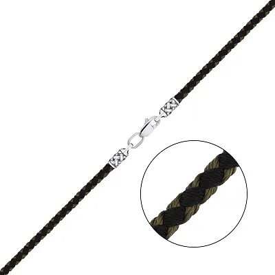 Шелковый шнурок с серебряными вставками (арт. 7307/271/1ш)