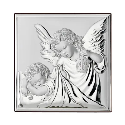 Икона серебряная &quot;Ангелочки&quot; (80х80 мм) (арт. 81200.3L)
