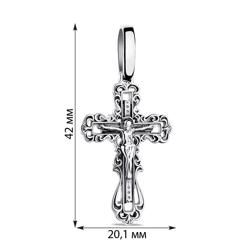 Серебряный нательный крестик с распятием (арт. 7904/3034-ч)