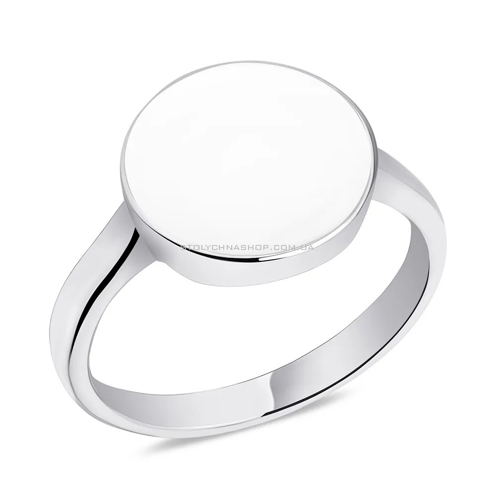 Серебряное кольцо с белой эмалью  (арт. 7501/5629еб)
