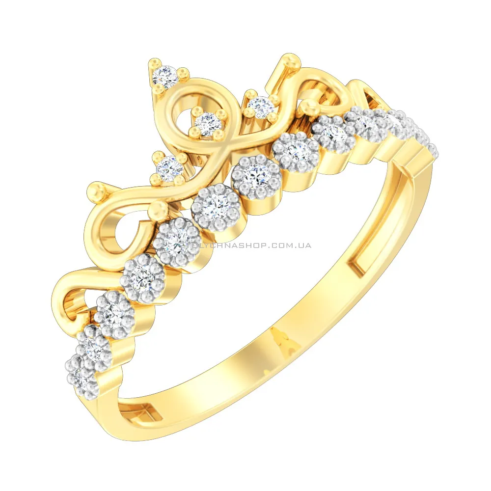 Золотое кольцо «Корона» с фианитами (арт. 140517ж)