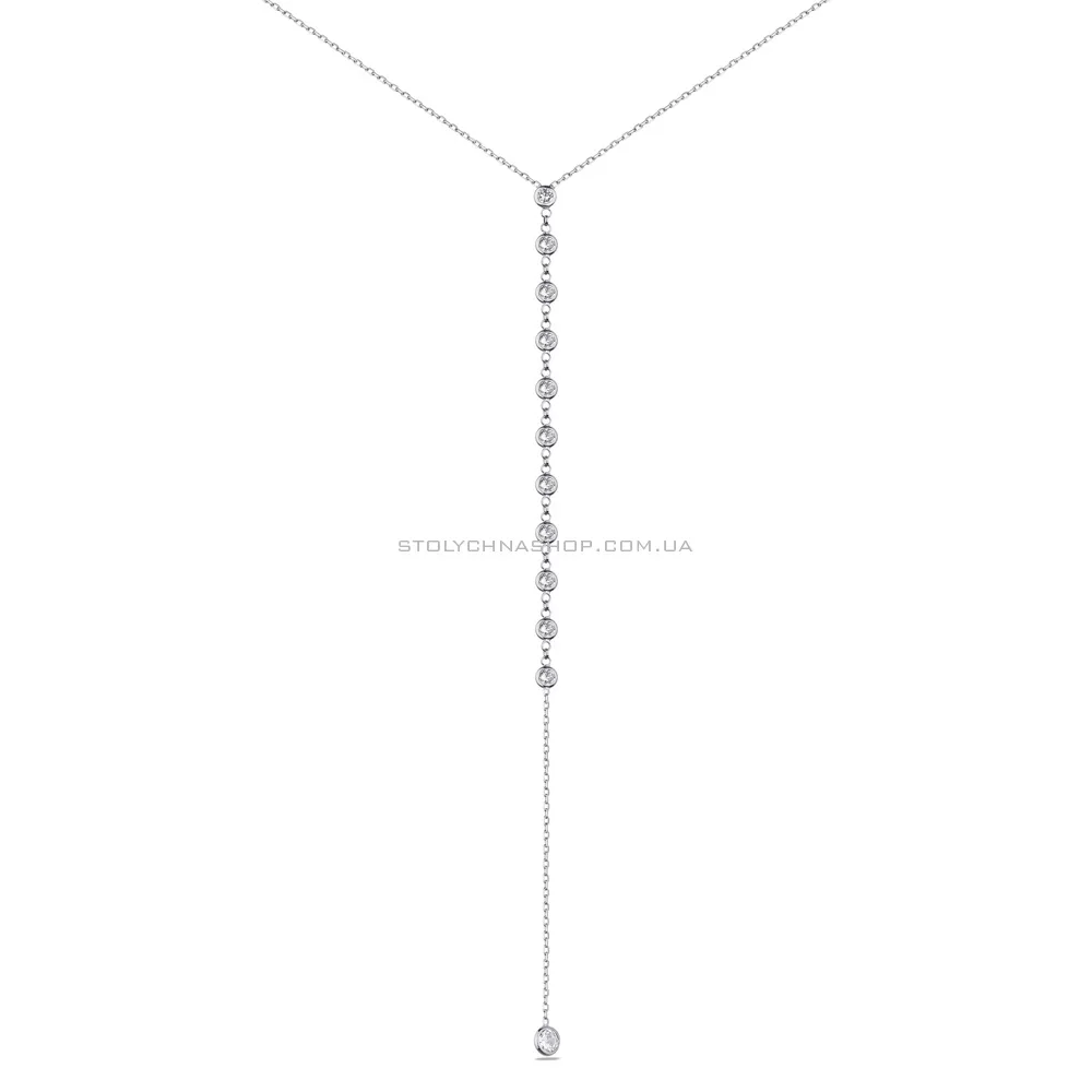 Срібне кольє-краватка з фіанітами Trendy Style (арт. 7507/1988)