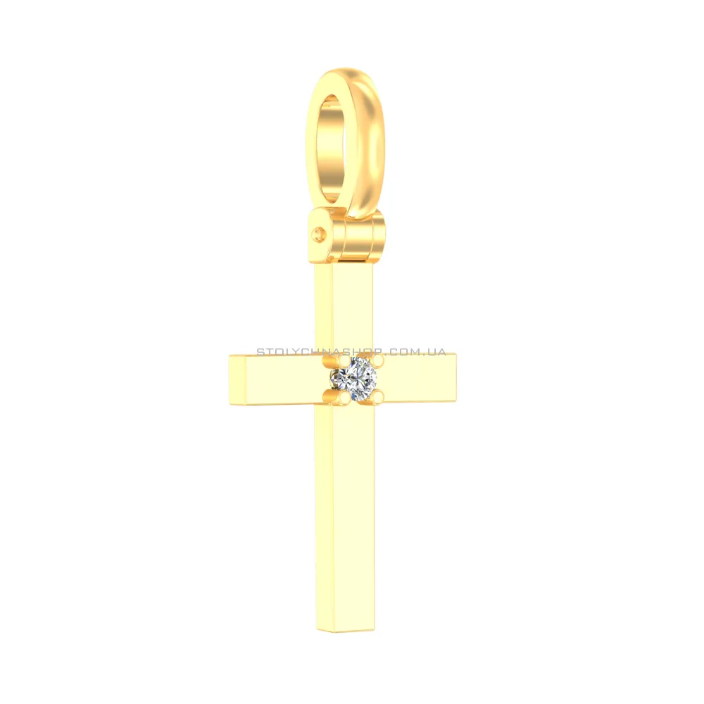 Хрестик з жовтого золота з діамантом  (арт. П011022ж)