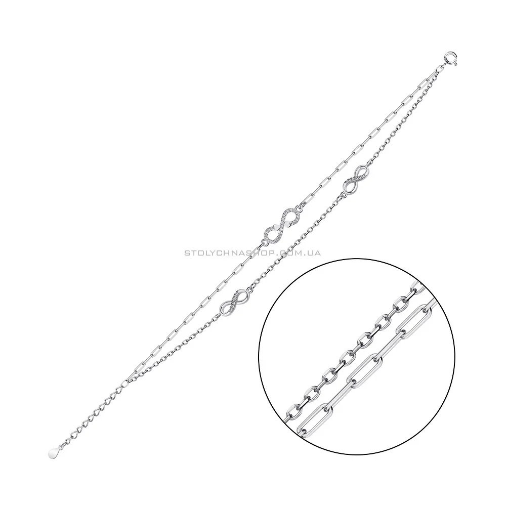 Серебряный браслет Бесконечность с фианитами (арт. 7509/4223)
