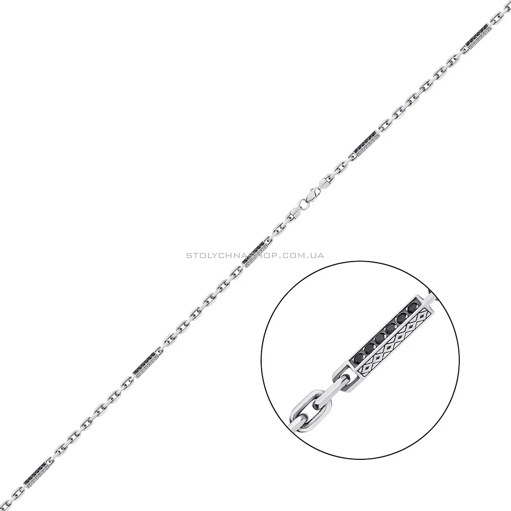 Массивная цепочка из серебра с фианитами  (арт. 7908/1143-ч)