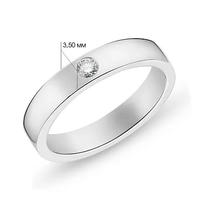 Обручальное кольцо из белого золота с бриллиантом  (арт. К239221010б)