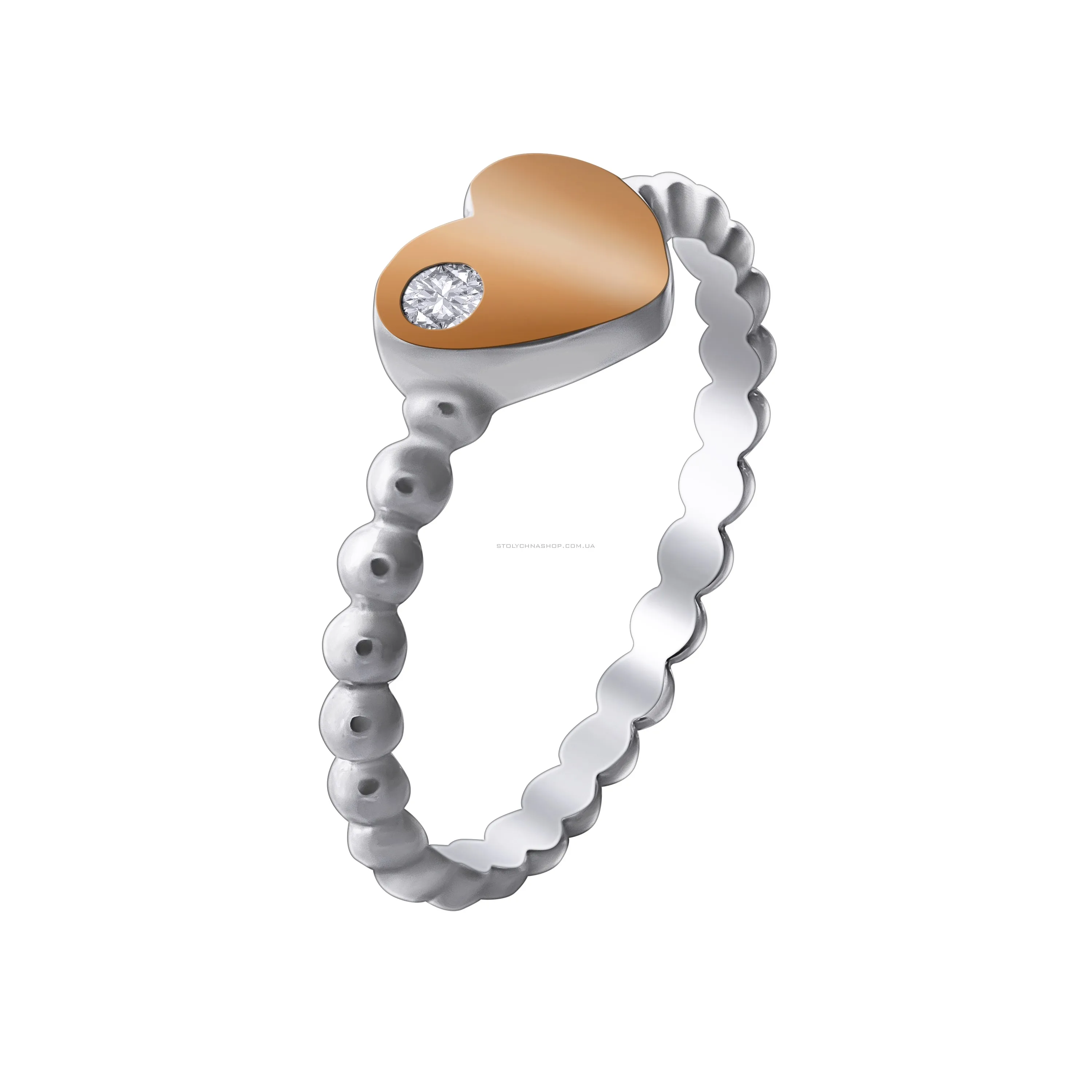 Серебряное кольцо «Сердце» с фианитом  (арт. 7201/1107)