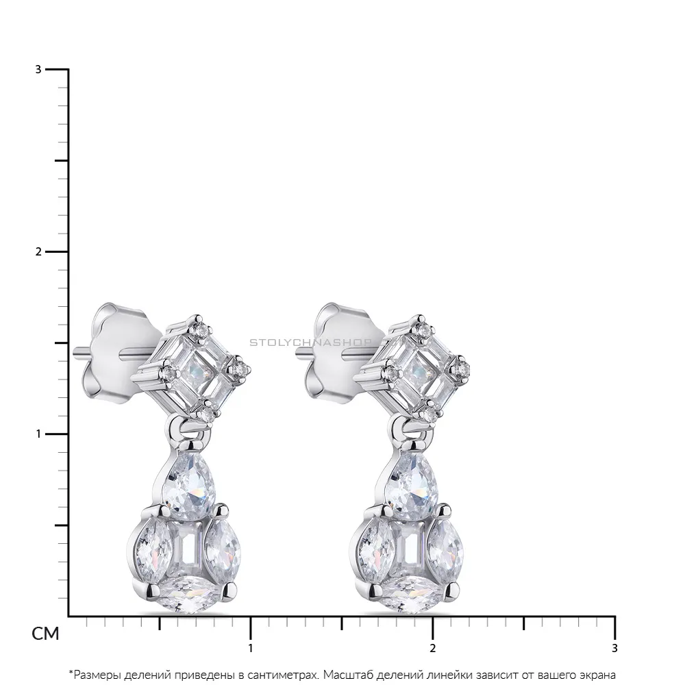 Сережки-підвіски срібні з фіанітами  (арт. 7518/6179)