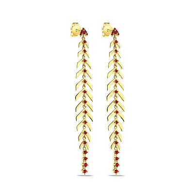 Довгі сережки зі срібла з жовтим родіюванням (арт. 7518/6595жак)