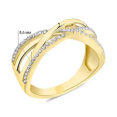 Широкое серебряное кольцо с желтым родированием (арт. 7501/6127ж)