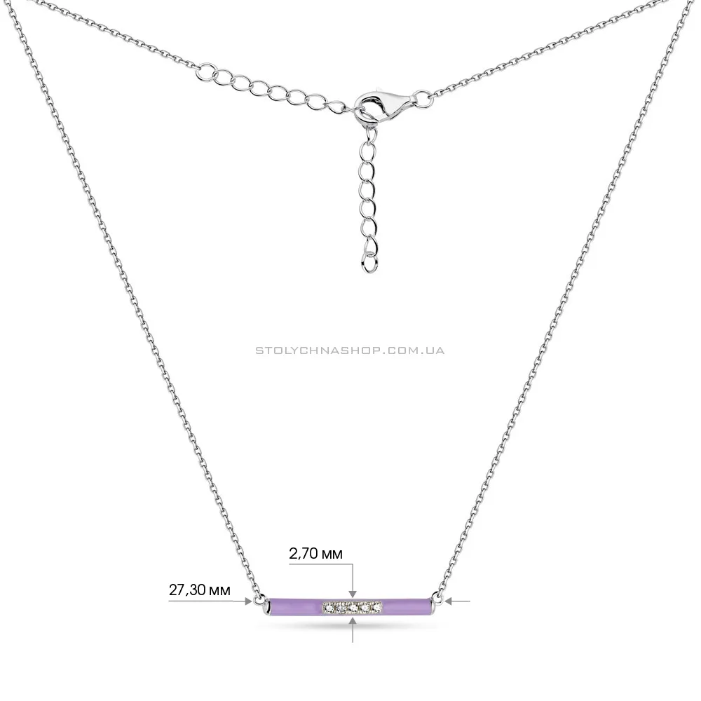 Серебряное колье с фиолетовой эмалью и фианитами  (арт. 7507/1405еф)