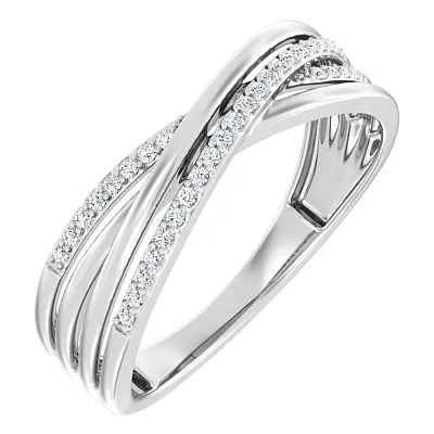 Золотое кольцо в белом цвете металла с бриллиантами (арт. К011122010б)