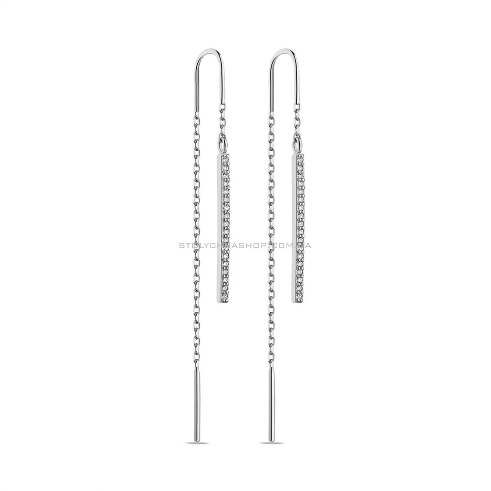 Длинные серьги-протяжки из серебра с фианитами (арт. 7502/3122)