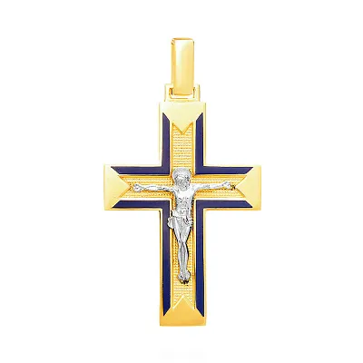 Крестик из золота с распятием и эмалью (арт. 505013жс)