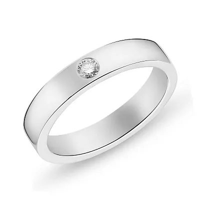 Обручальное кольцо из белого золота с бриллиантом (арт. К239221005б)