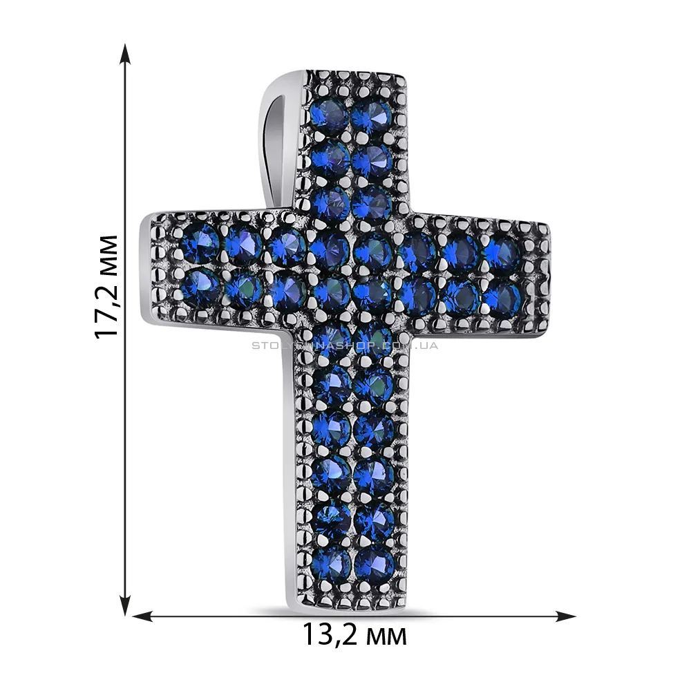 Срібний кулон Хрестик з синіми альпінітами (арт. 7503/3940ас)