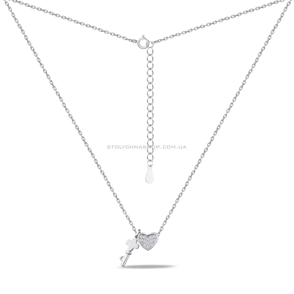 Колье серебряное «Ключ и сердце» с фианитами (арт. 7507/1097)