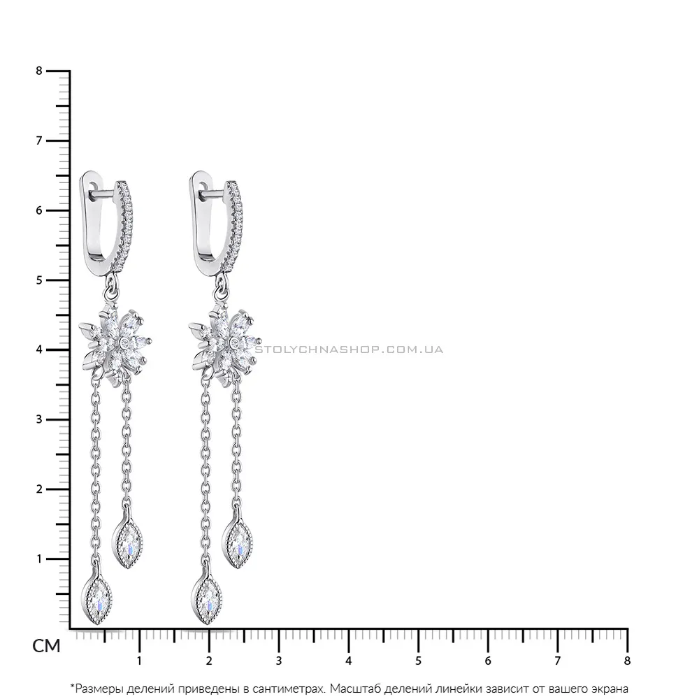 Сережки-підвіски срібні з фіанітами  (арт. 7502/4773)