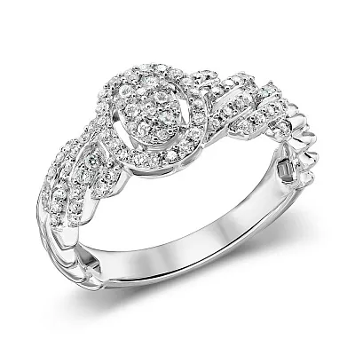 Массивное кольцо из белого золота с бриллиантами (арт. К341379040б)
