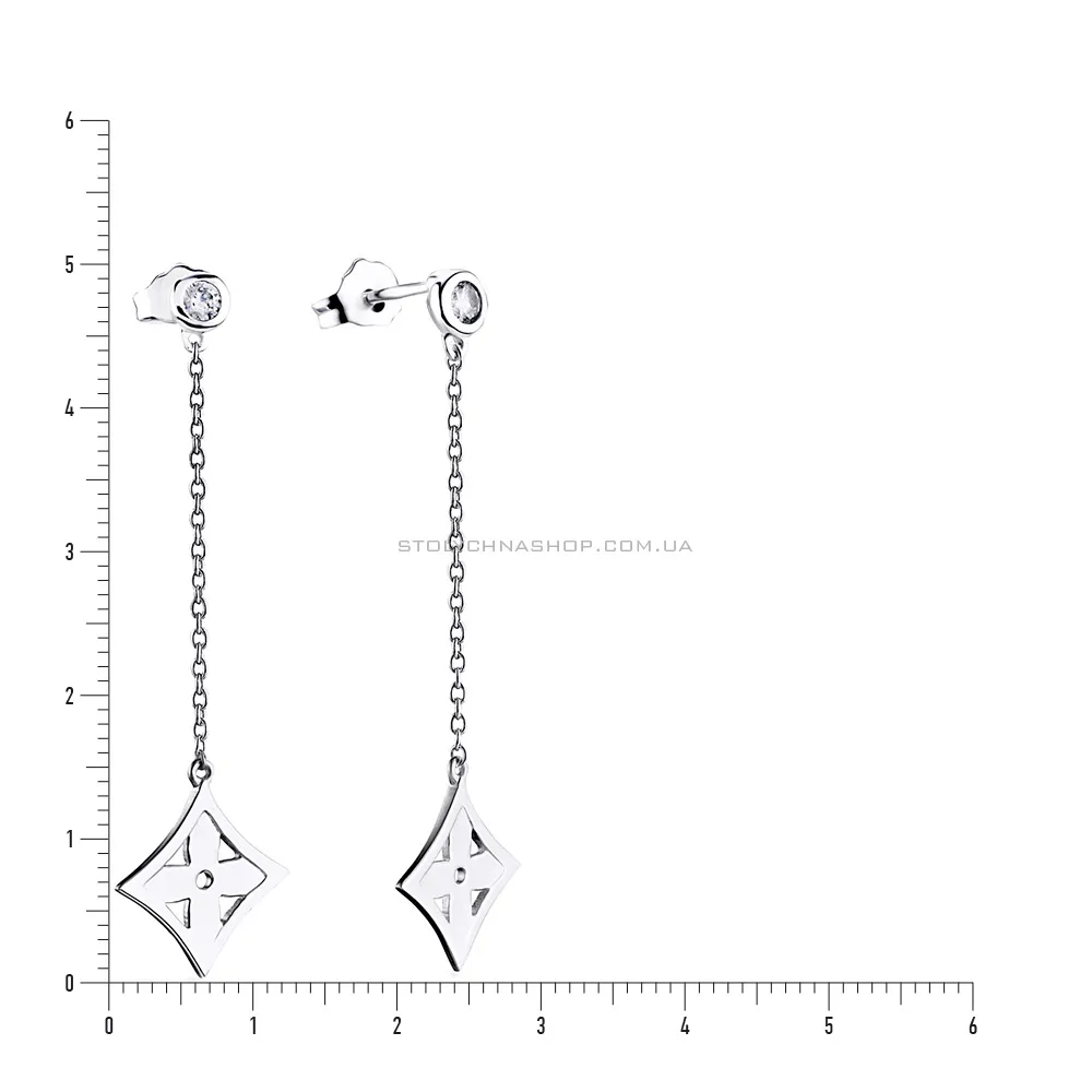 Срібні сережки пусети з підвісками (арт. 7518/5124)