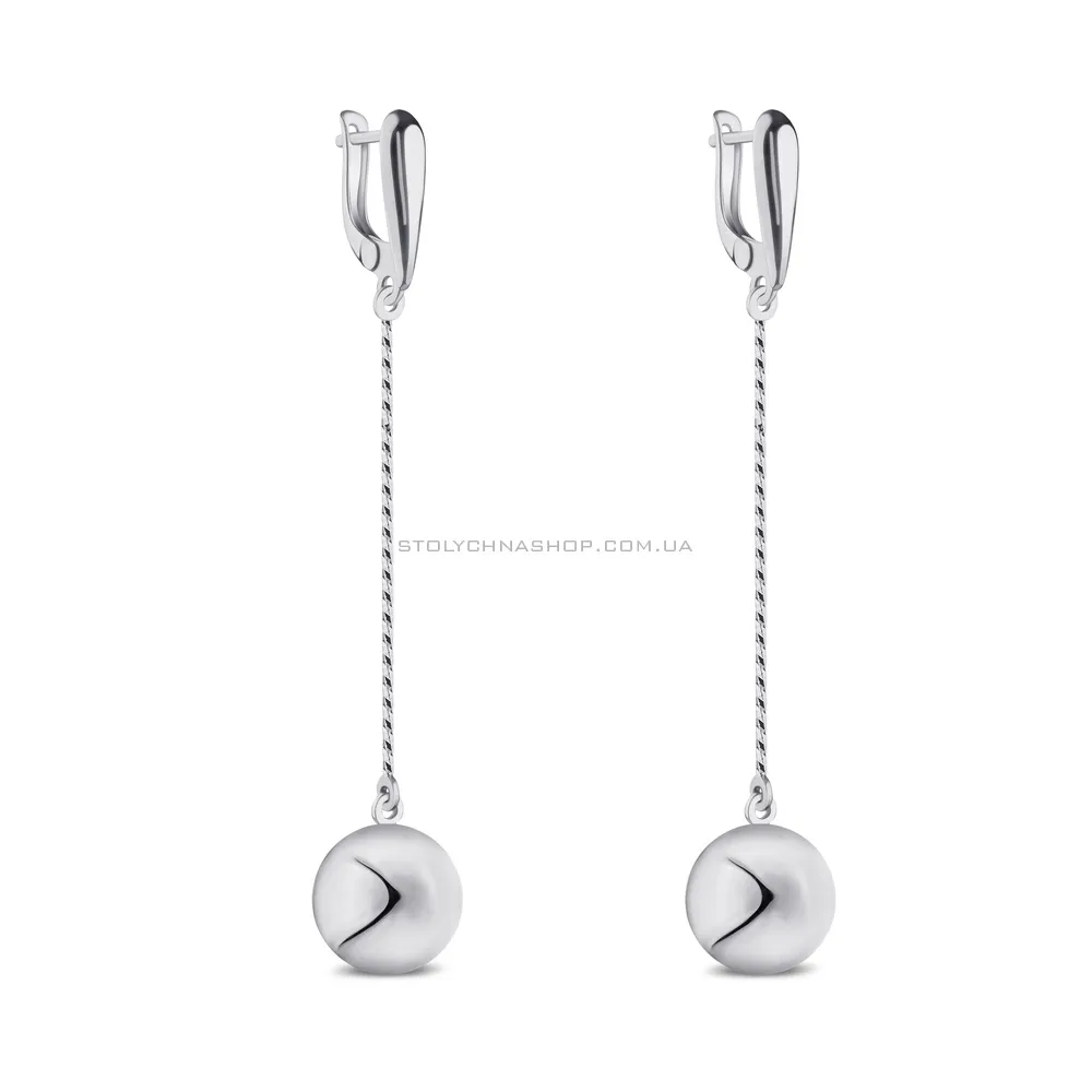 Серебряные сережки-подвески с шариками (арт. 7502/4187)