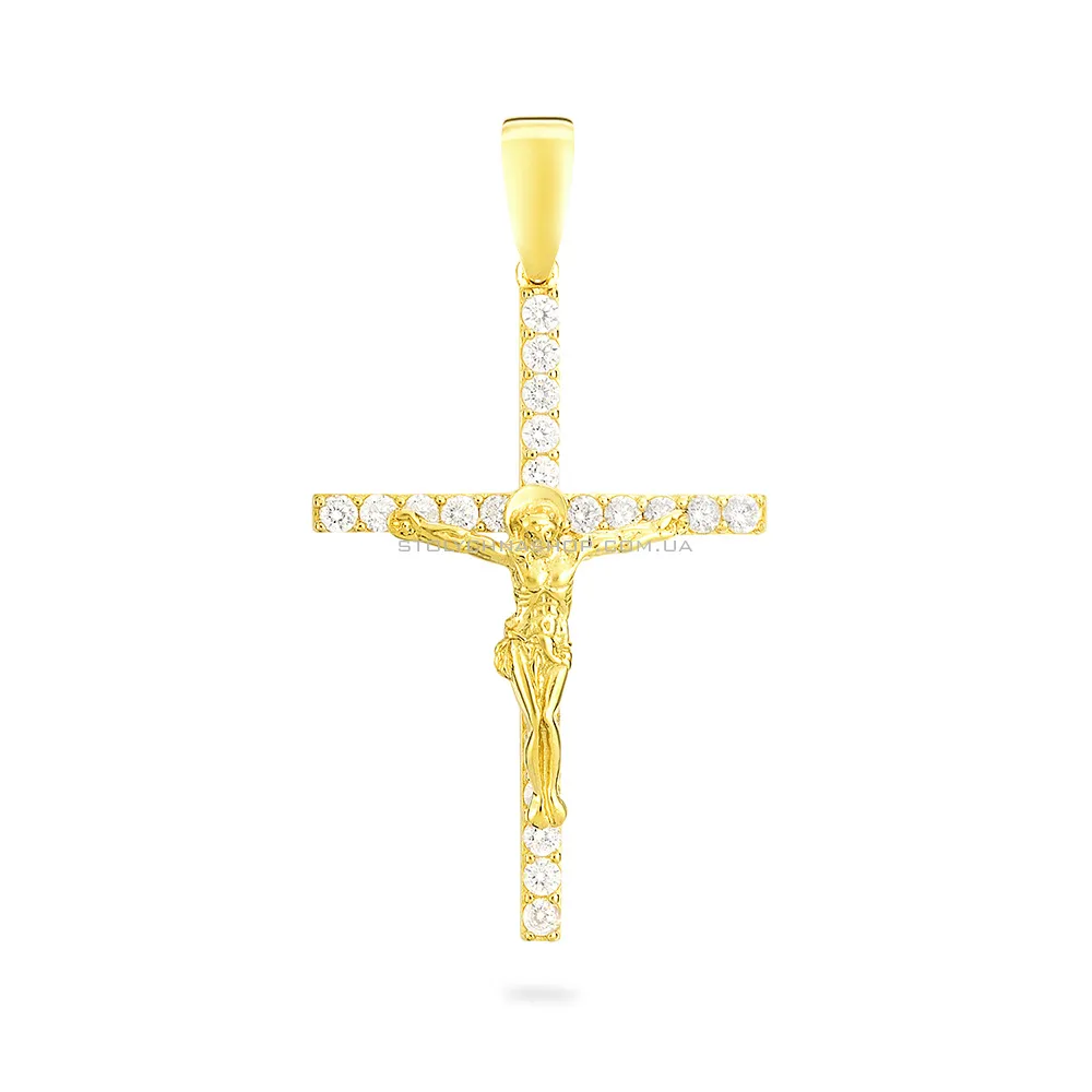 Золотой крестик с распятием и фианитами (арт. 501387ж)