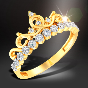 Золота каблучка корона з дорогоцінними каменями