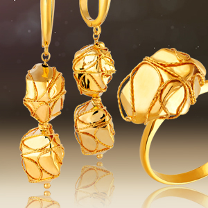 Золотые серьги и кольца Meteora