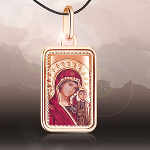 Ладанка із золота Божа Матір Казанська