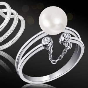 Серебряная кольцо с жемчужиной Trendy Style