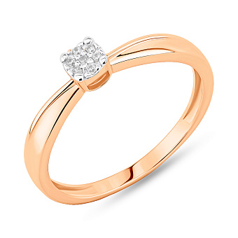 Фото Каблучка з червоного золота з фіанітами (арт. 141334)